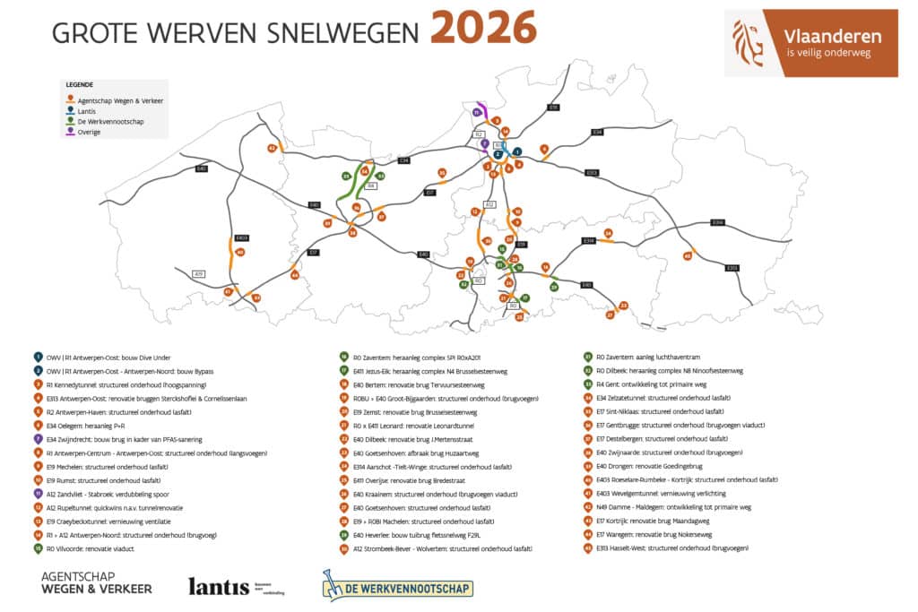 Dit jaar 45 werven op Vlaamse snelwegen: focus op wegdek en bruggen 4